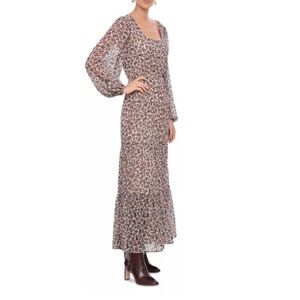 Bagatelle Blue and Tan Wildflower Praire Tiered‎ Maxi Dress NWT Size 8